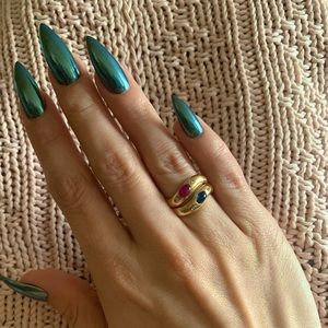 Vintage 1970s/1980s 14K Gold Sapphire & Garnet Cocktail Rings